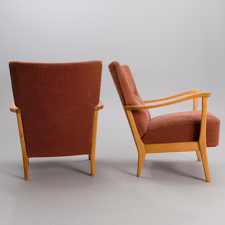 FÅTÖLJER, ETT PAR, tillverkare Enso Dux, 1900-talets mitt.