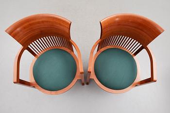 KARMSTOLAR, ett par, "Barell 606", Frank Lloyd Wright, Cassina, Italien, 1986.
