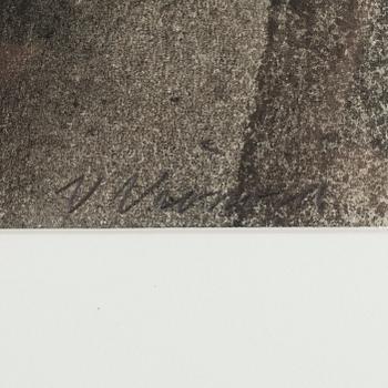 VEIKKO VIONOJA, hiilipiirros paperille, signeerattu.