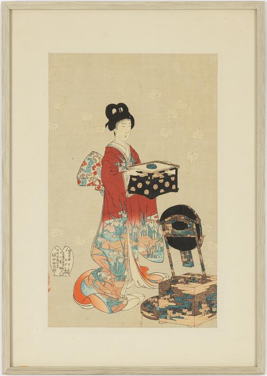 Toyohara Chikanobu, 'Changing Clothes' (Omeshikae), from the series 'Chiyoda Inner Palace' (Chiyoda no Ôoku).