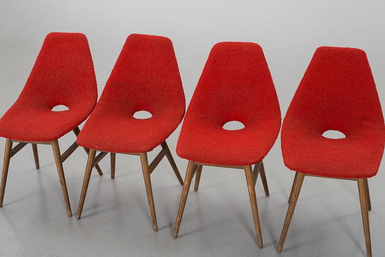 A SET OF 4 CHAIRS MID 20TH CENTURY.