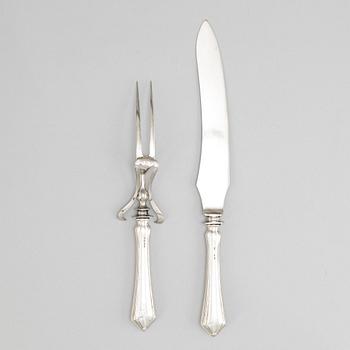 A set of Swedish Art Nouveau carving cutlery, mark of  B Erlandson, Kristianstad 1912.