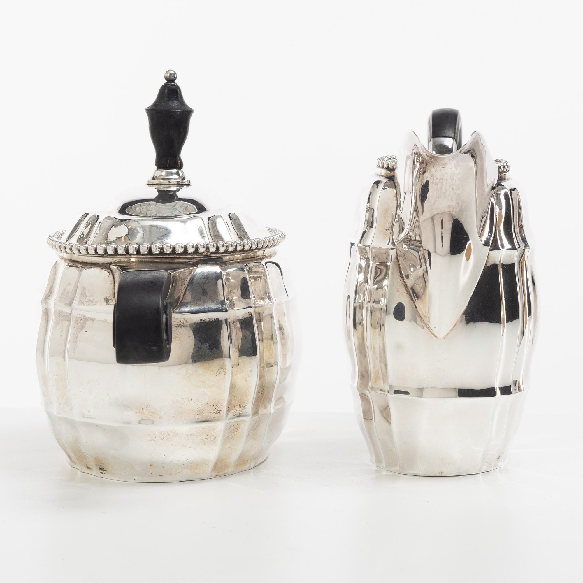 Coffee service, 5 pieces, silver, Hermann Walter, Germany, first half of the 20th century.