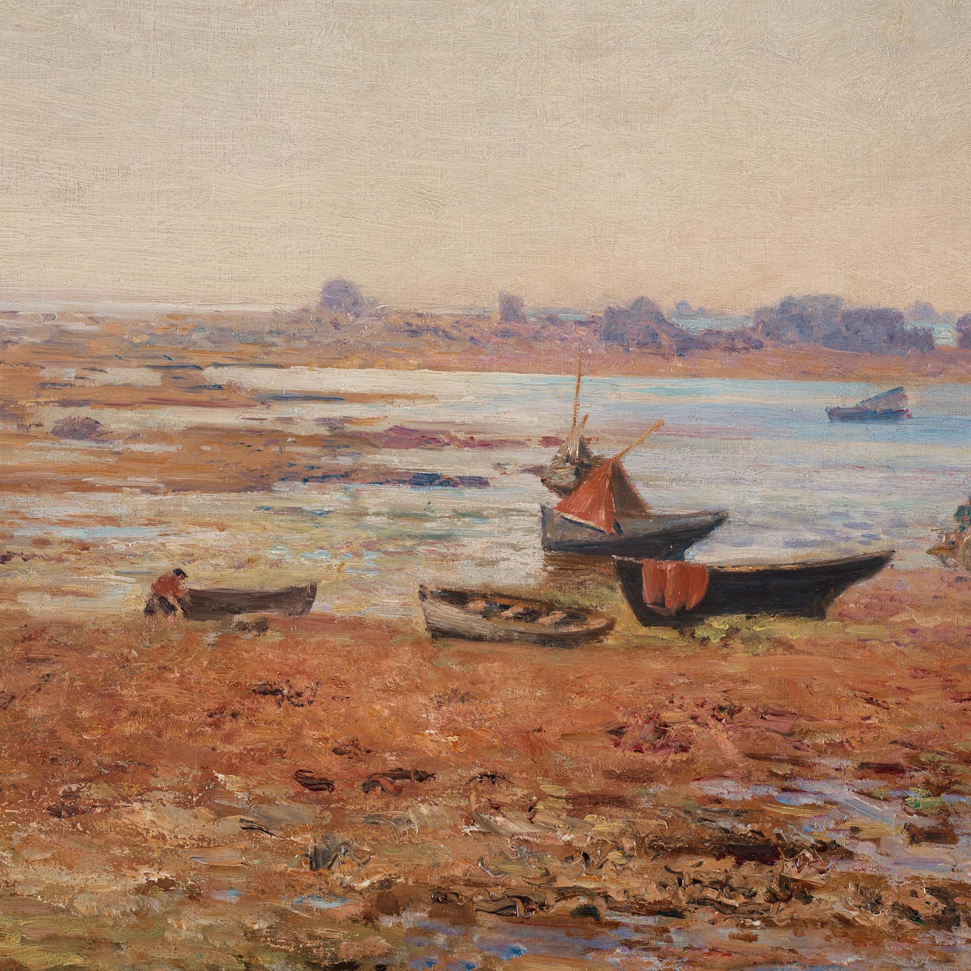 Alfred Wahlberg, Harbor Scene at Saint Guénolé.