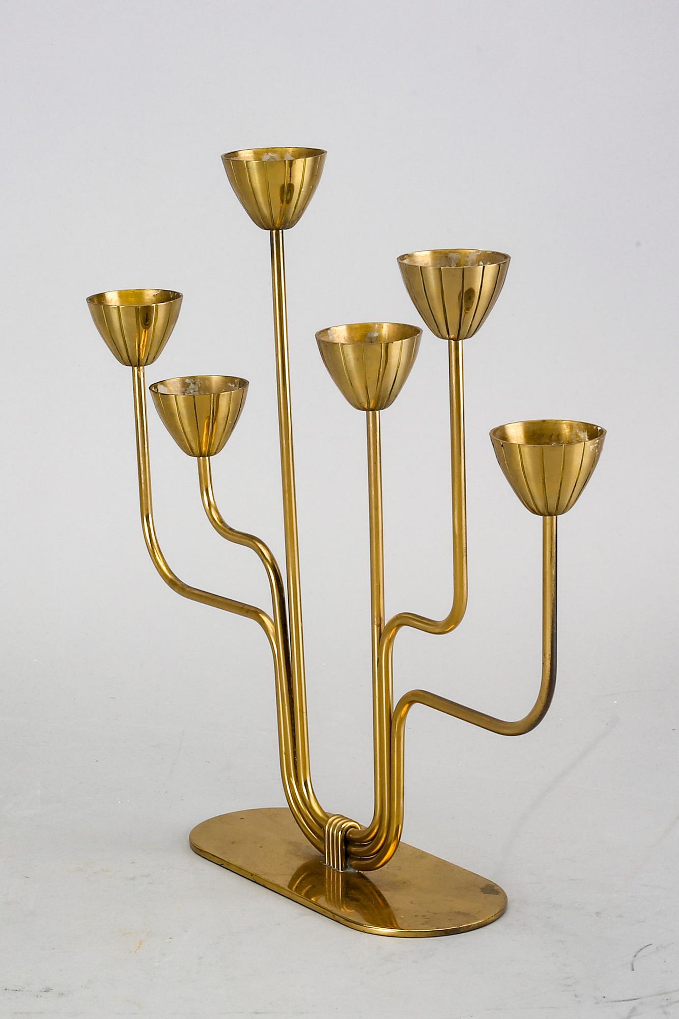 Gunnar Ander, candlestick, brass, Ystad Metall, 20th century.