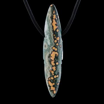 A BERND MUNSTEINER PENDANT, "Symbolon", cut jasper, leather.