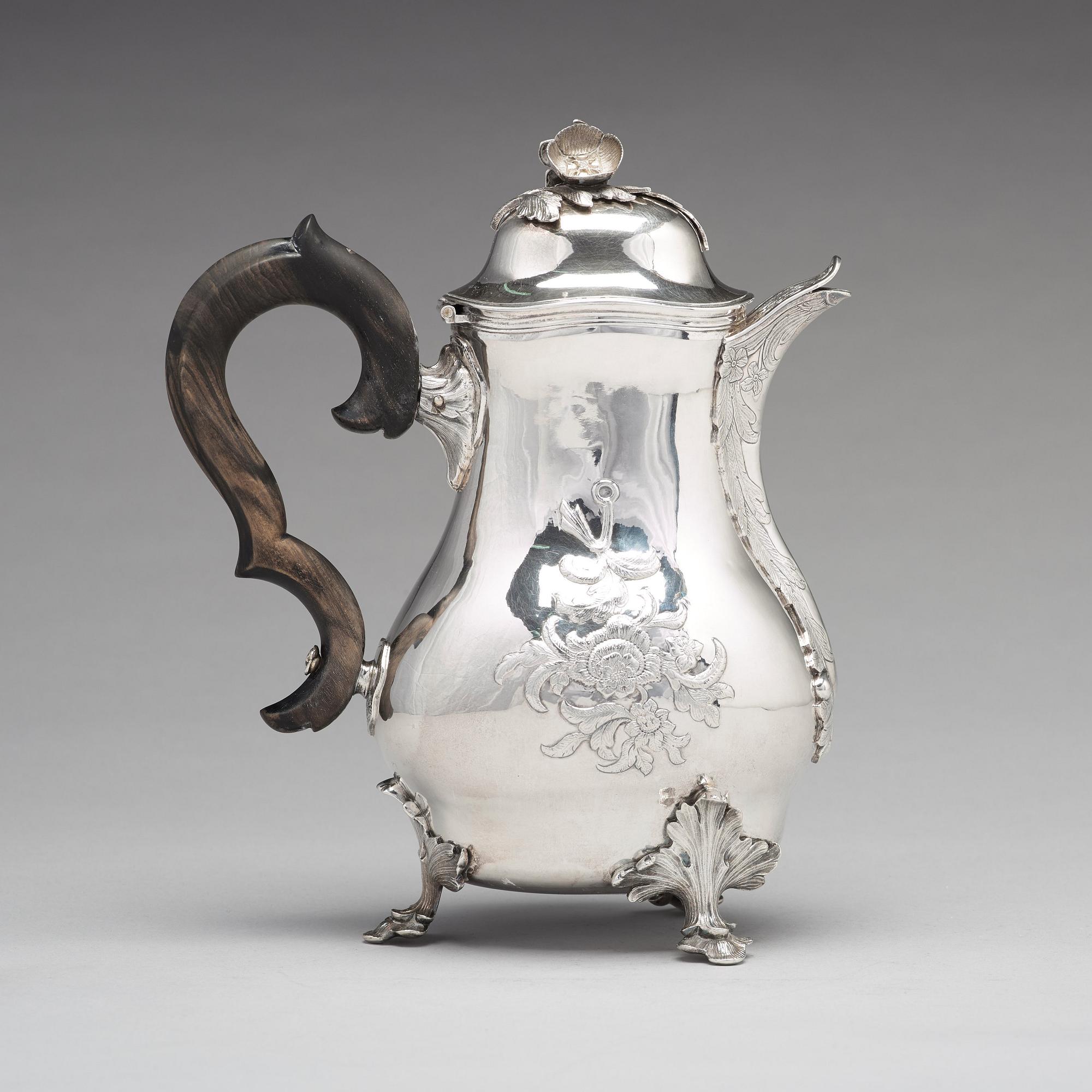 Peter Ohlijn, kaffekanna, silver Karlskrona 1780. Rokoko.