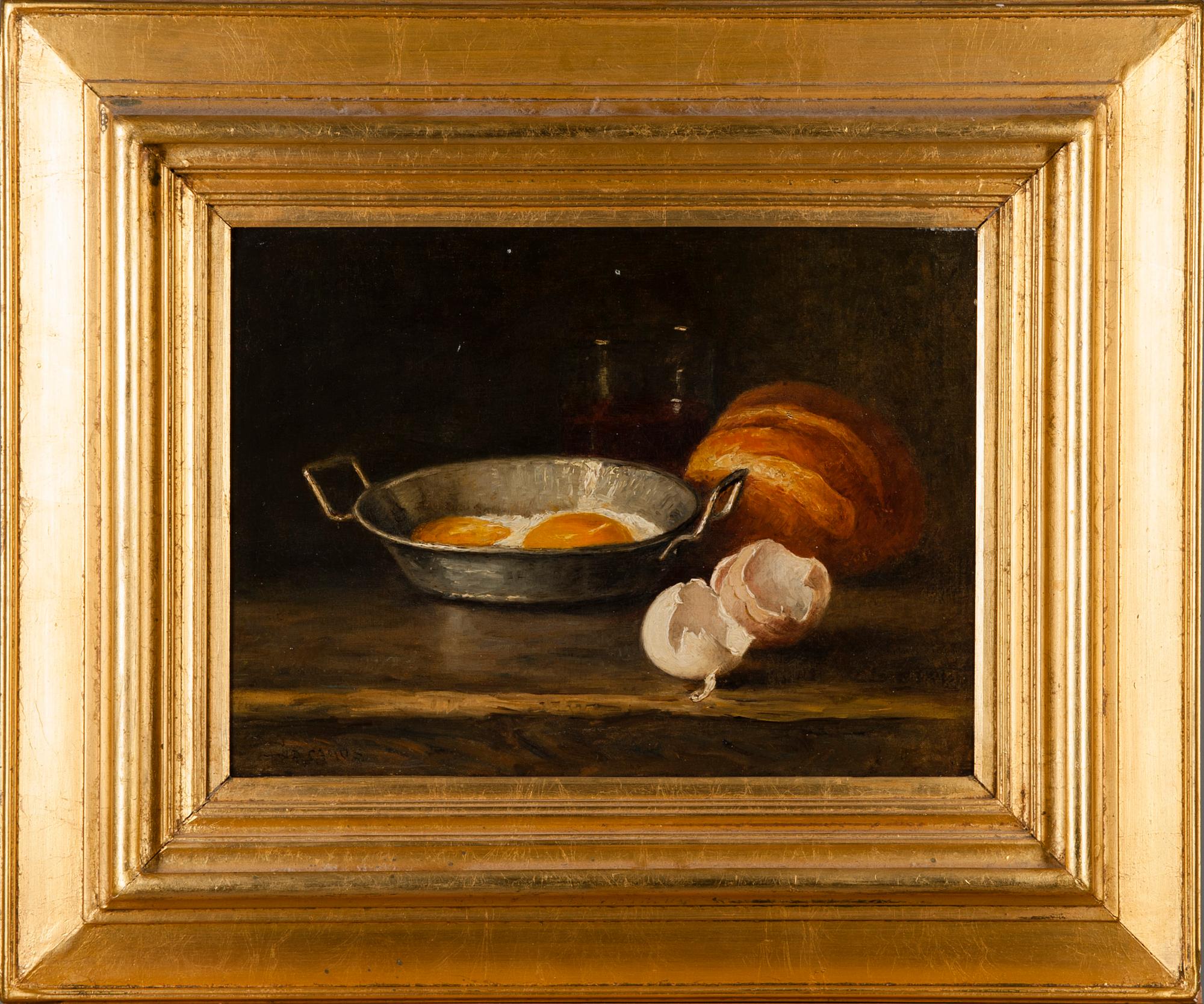 OKÄND KONSTNÄR, olja på duk uppfodrad på skiva, otydlig signering, sekelskiftet 1800/1900.