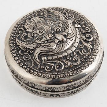 A silver bowl and a box with cover, including Denmark, mid 19th Century.