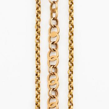 Chateleine 18K guld och emalj, 1800-tal.