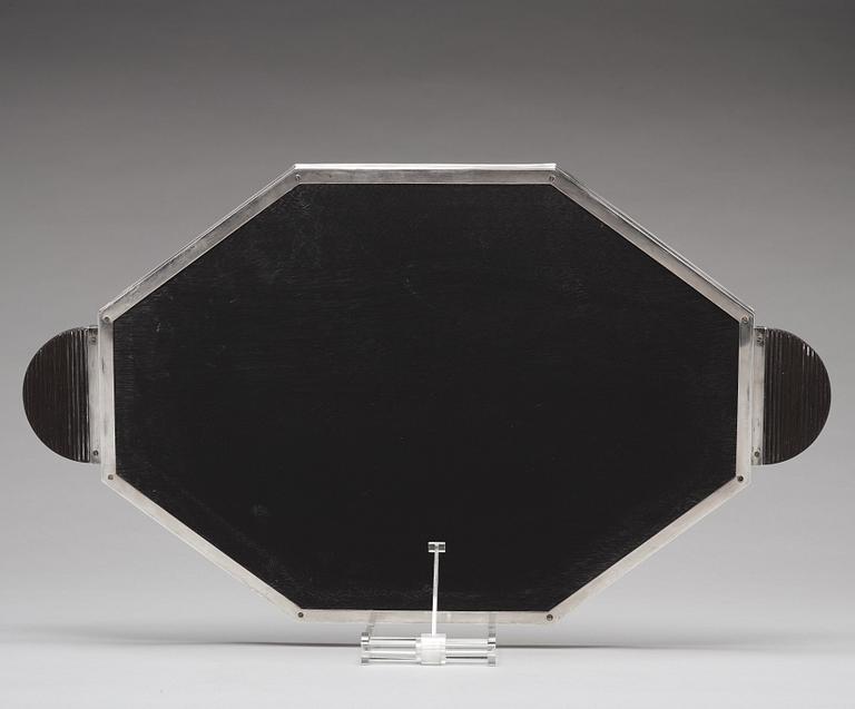 Wiwen Nilsson, an octagonal silver and ebony tray, Lund, Sweden 1940.