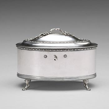 142. A Swedish 18th century Gustavian silver sugar-casket, mark of Pehr Zethelius, Stockholm 1797.