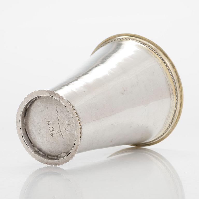 An early 18th-Century parcel-gilt silver beaker, maker's mark of Rudolf Wittkopf the elder, Stockholm 1709.