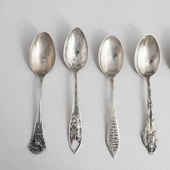 Souvenir spoons, 16 pcs, sterling silver, North America, circa first half/mid 20th Century.