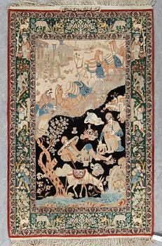 MATTA, semiantik Isfahan, figural. Ca 157x100 cm.