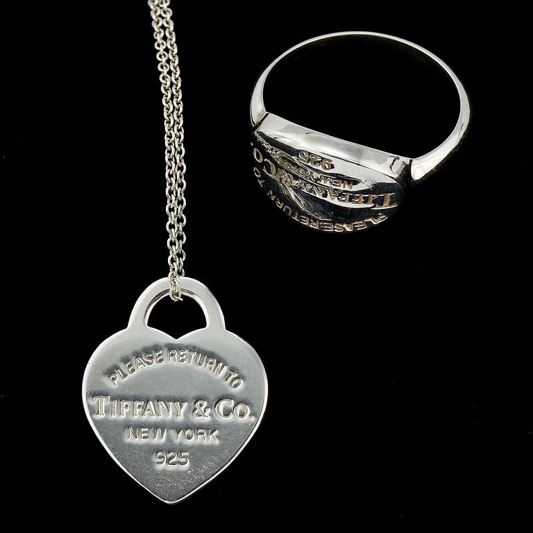 RING samt HÄNGE, silver, "Return to Tiffany", Tiffany & Co. Vikt 7 g.