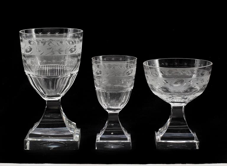 GLASSERVIS, 40 delar, empirestil, troligen Kosta, 1900-talets första hälft.