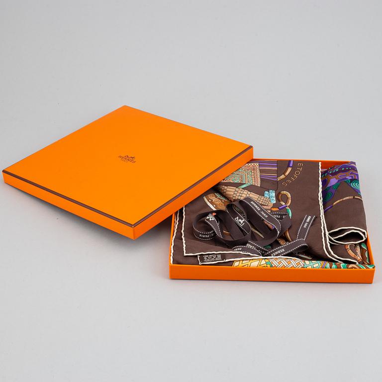 HERMÈS, a silk scarf 'Voyage en Etoffes'.