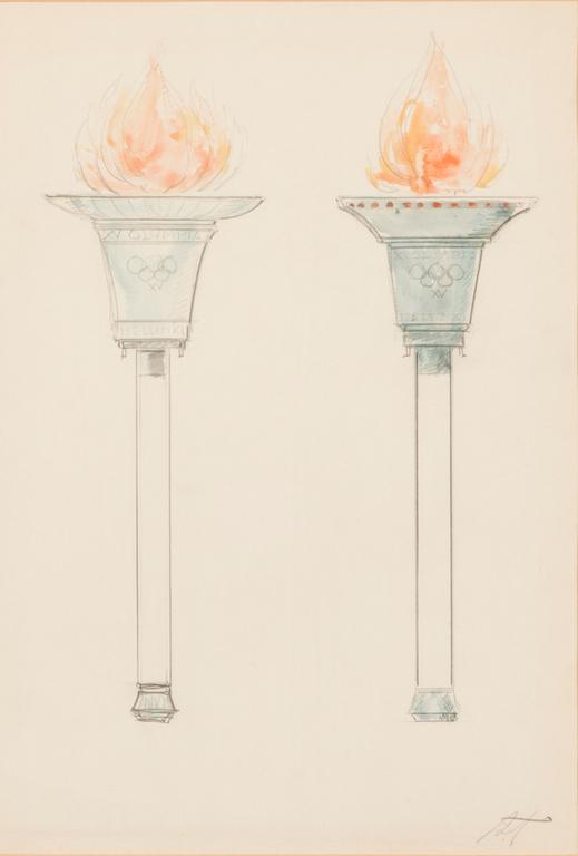 AUKUSTI TUHKA, SKETCH FOR THE OLYMPIC TORCHES.