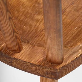 Axel Einar Hjorth, a set of six stained pine "Utö" chairs, Nordiska Kompaniet, Sweden, 1930s.