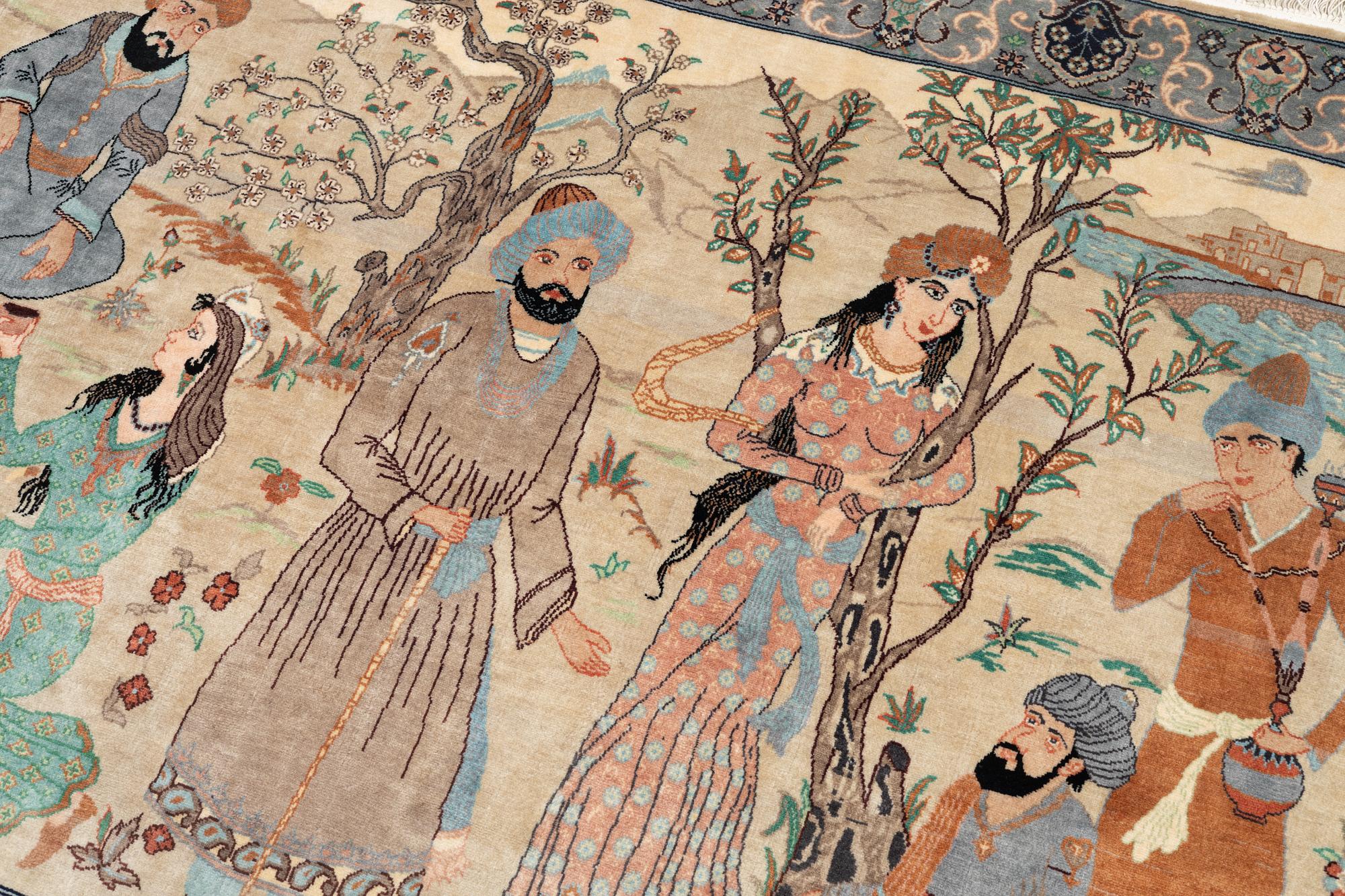 Tabriz carpet, figural, 170 x 115 cm.