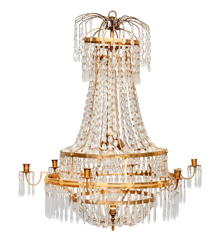 A SIX-LIGHT CHANDELIER.