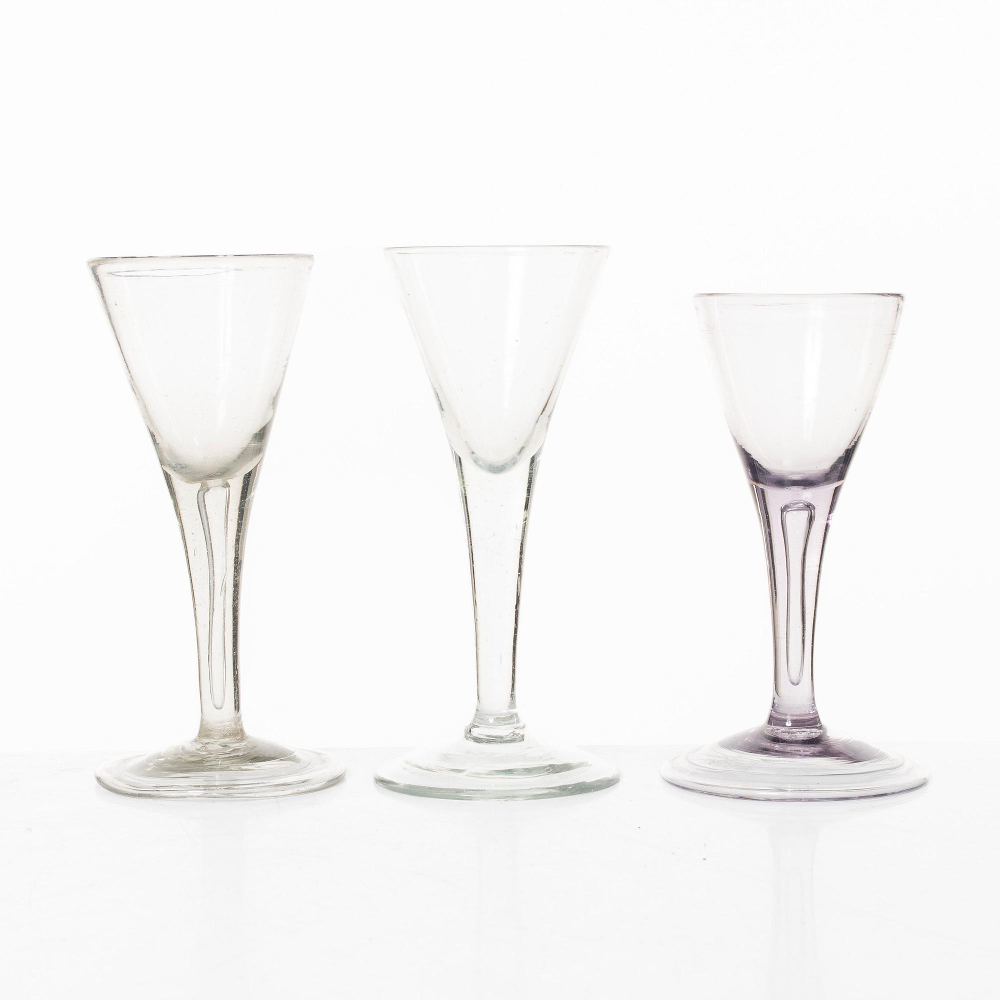 Pointed glasses, similar, 6 pcs, 18th century.