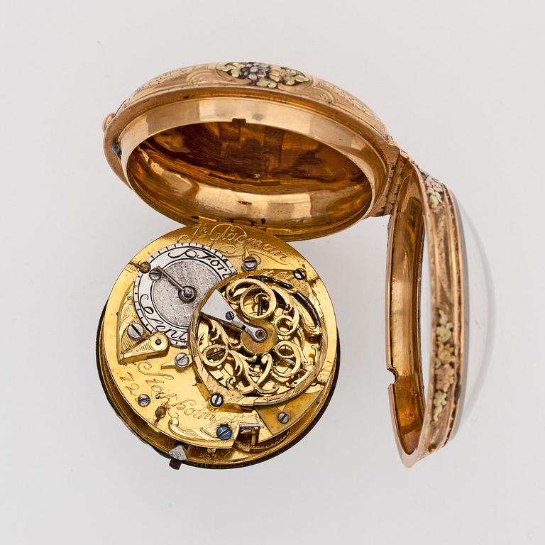 A golde verge pocket watch, Gladman, Stockholm c. 1780.