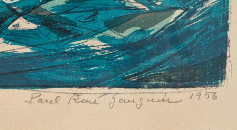 PAUL RENÉ GAUGUIN, färglitografi, signerad, daterad 1956 och numrerad 173/310.