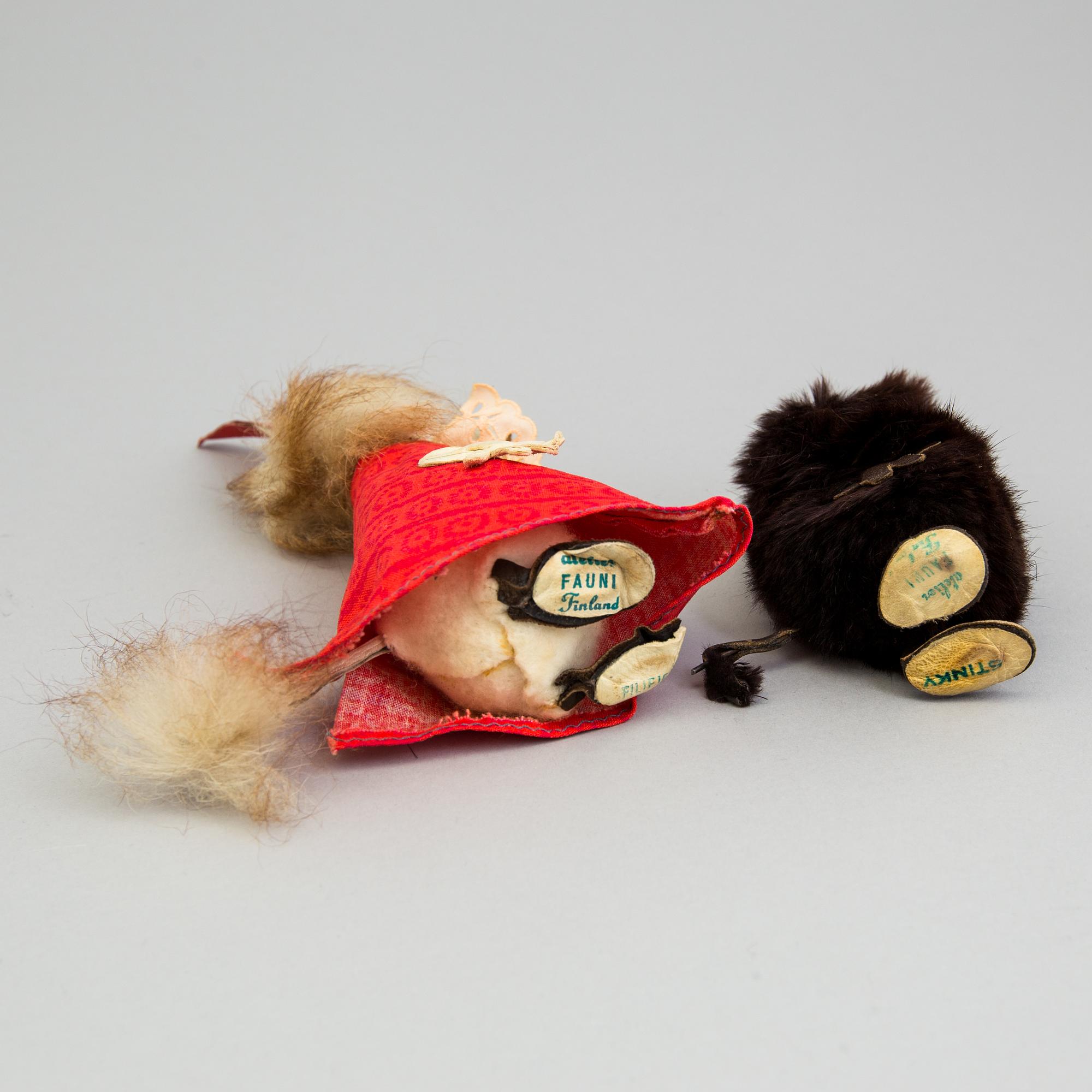 2 Moomin charachters "Stinky" & "Filifjonkan" Atelier Fauni, 1950/60s.