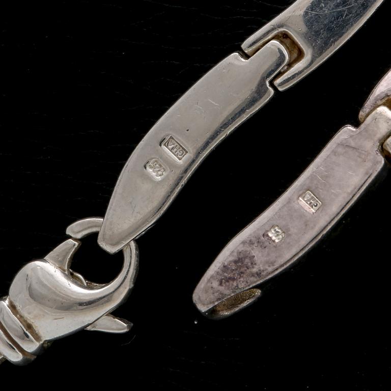 Silver necklace and bracelet, sterling silver.