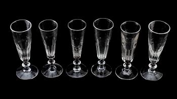 CHAMPAGNESTRUTAR, 6 st, glas, 1800-talets andra hälft.