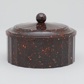 A Swedish Empire porphyry butter box.