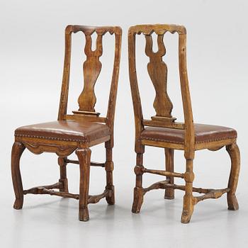 A set of six late baroque chairs, first part of the 18th century,
