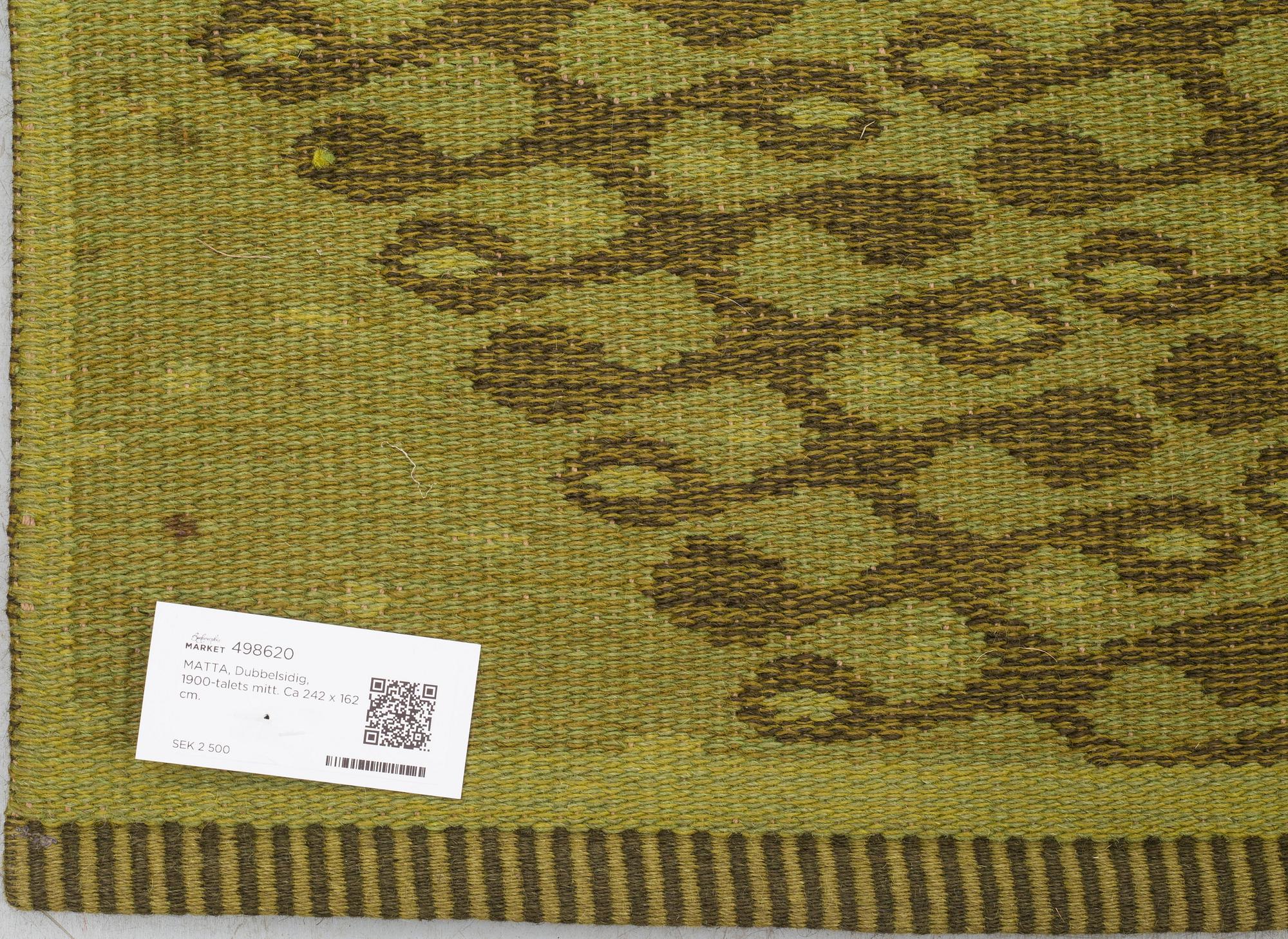 MATTA, Dubbelsidig, 1900-talets mitt. Ca 242 x 162 cm.
