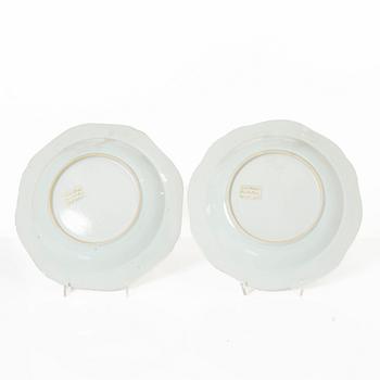 Five porcelain plates, China, Qing dynasty, Qianlong 1736-95.