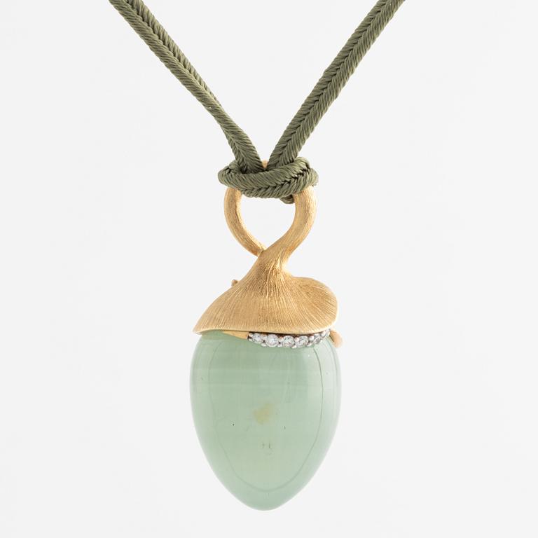 Ole Lynggaard, Charlotte Lynggaard, necklace, "Lotus" with aquamarine and brilliant-cut diamonds.