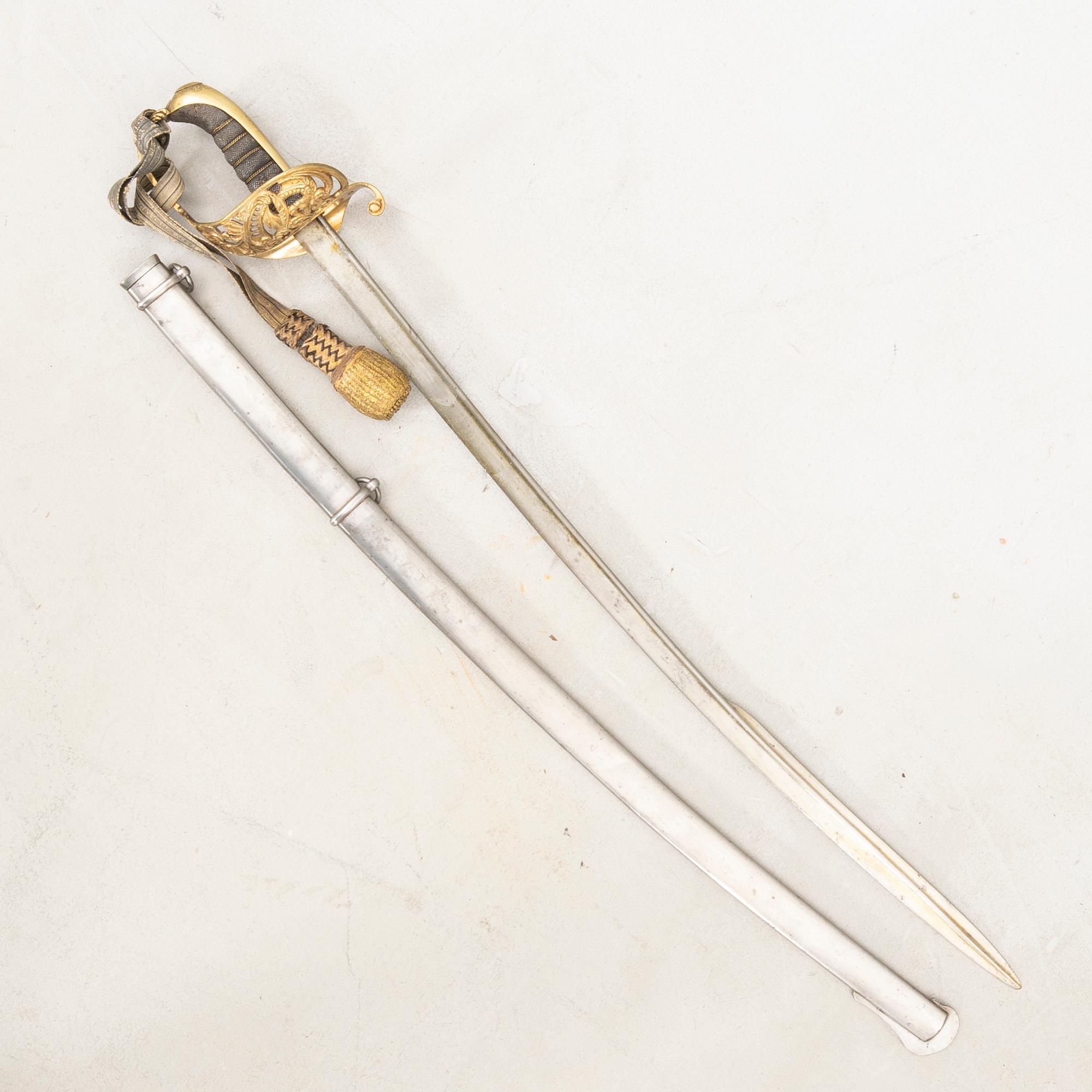 Sabel, svensk, m/1859 för infanteriofficer, med balja.