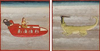 751. Two fragments of folios from album, India, Rajasthan, Jaipur, 19th Century.