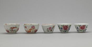 KOPPAR, 5 st samt FAT, 3 st, porslin, Kina, 1700-tal.