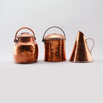 KOPPARFÖREMÅL, 3 delar, 1800-/1900-tal.