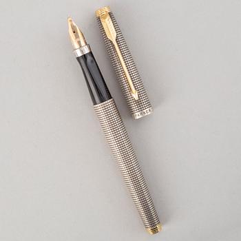 PARKER, a sterling silver fountain pen.
