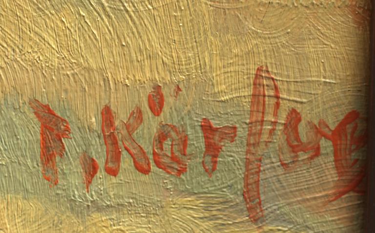 FRITZ KÄRFVE, olja på pannå, sign.