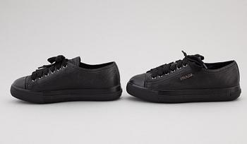 PRADA, two pairs of leather sneakers, size 35,5.
