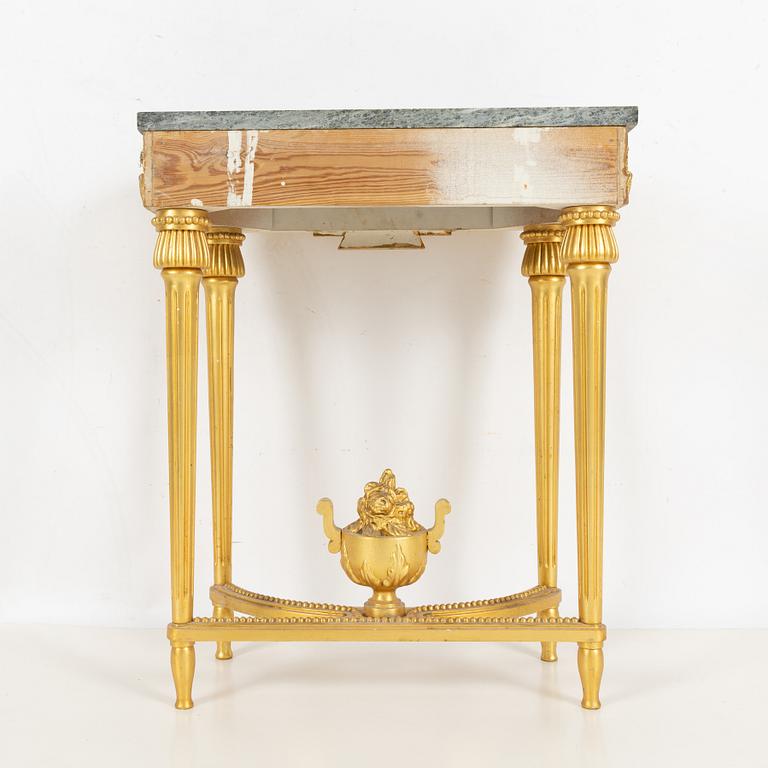 A Gustavian style console table and mirror, mid 20th century.