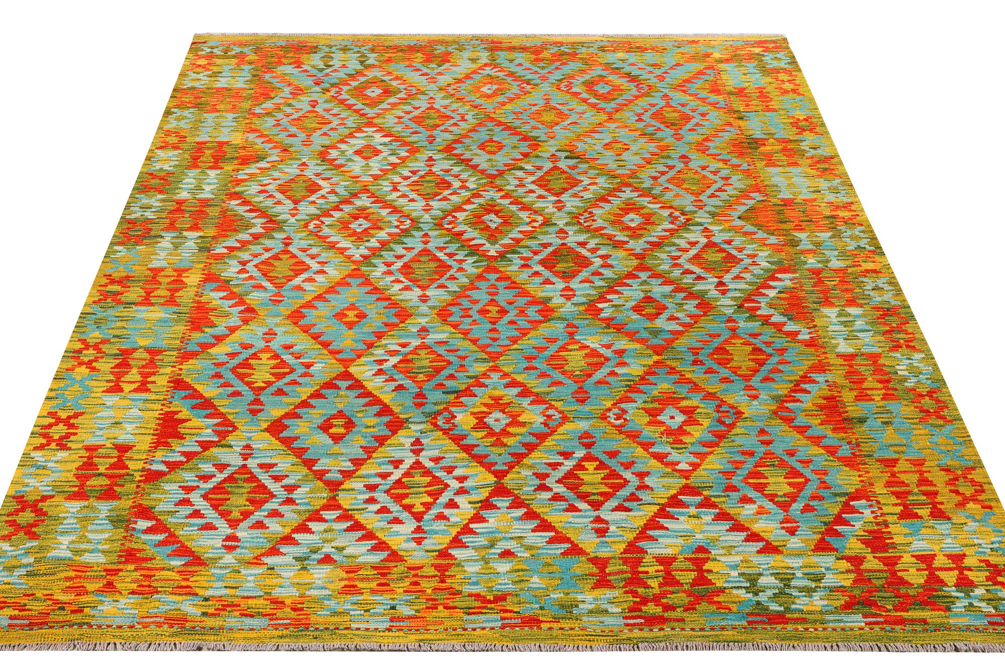 An Afghan Kelim carpet, c. 244 x 206 cm.
