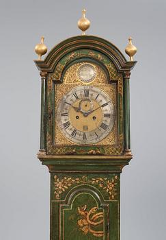 A longcase clock by B Shuckforth (1754- 1760).