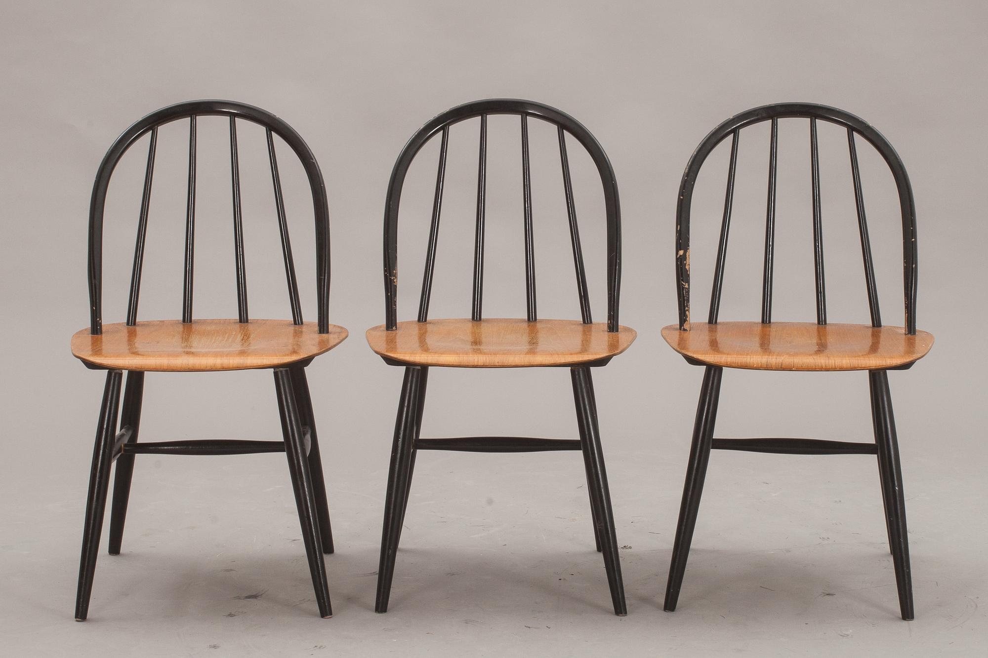STOLAR, 3 st, "Fanett", Ilmari Tapiovaara, Edsbyverken, formgiven 1955.
