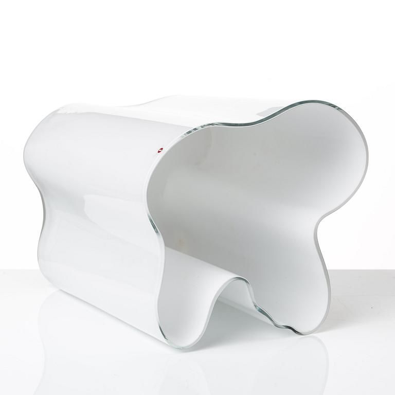 Alvar Aalto, a white mould blown glass vase, Iittala, Finland, model 3031.