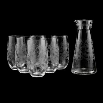 KARAFF samt GLAS, 6 st, 1900-talets andra hälft.